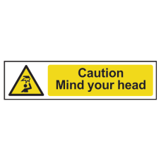 ASEC `Caution: Mind Your Head` Sign 200mm x 50mm  - Black & Yellow