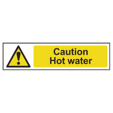 ASEC `Caution: Hot Water` Sign 200mm x 50mm  - Black & Yellow