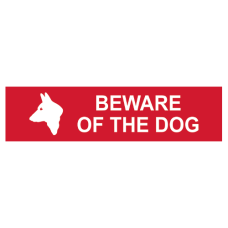 ASEC `Beware of The Dog` Sign 200mm x 50mm  - Red & White