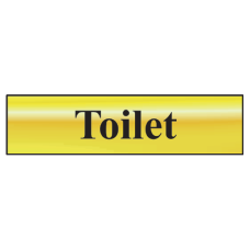 ASEC `Toilet` 200mm x 50mm Metal Strip Self Adhesive Sign   - Gold