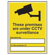 ASEC `Premises Under CCTV Surveillance` Sign 300mm x 400mm  - Black & Yellow
