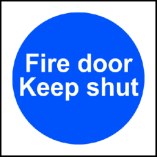 ASEC `Fire door Keep shut` Sign 100mm x 100mm  - Blue & White