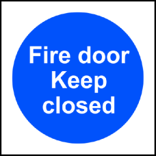 ASEC `Fire door Keep closed` Sign 100mm x 100mm  - Blue & White