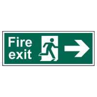 ASEC Fire Exit Arrow Direction Sign 400mm x 150mm Right - Green & White