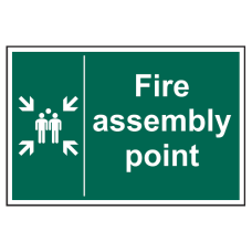 ASEC Fire Assembly Point Sign 400mm x 600mm  - Green & White