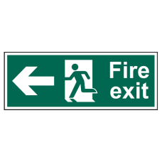 ASEC Fire Exit Arrow Direction Sign 400mm x 150mm Left - Green & White