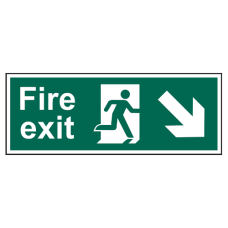 ASEC Fire Exit Arrow Direction Sign 400mm x 150mm Down/Right - Green & White