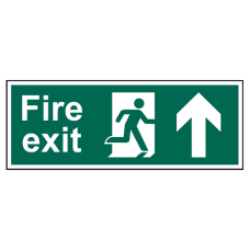 ASEC Fire Exit Arrow Direction Sign 400mm x 150mm Up - Green & White