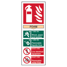 ASEC Fire Extinguisher Signs 82mm x 202mm Foam
