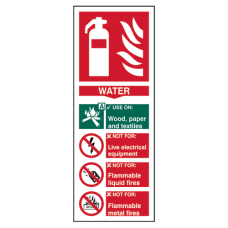 ASEC Fire Extinguisher Signs 82mm x 202mm Water