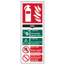 ASEC Fire Extinguisher Signs 82mm x 202mm CO2