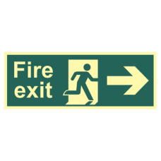 ASEC Photoluminescent Fire Exit Arrow Direction Sign 400mm x 150mm Right - Green & White - Photoluminescent