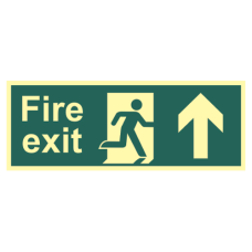ASEC Photoluminescent Fire Exit Arrow Direction Sign 400mm x 150mm Up - Green & White - Photoluminescent