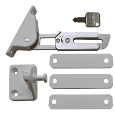 ASEC Face Fix Locking Window Restrictor Kit Left Hand - Silver & White