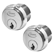 ASEC 5-Pin Screw-In Cylinder  Keyed Alike Pair  - Satin Chrome