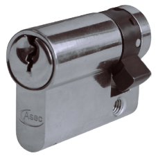 Asec Euro Half Cylinder With Adjustable Cam - 5 Pin 40mm 30/10  - Nickel Plated