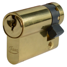 Asec Euro Half Cylinder With Adjustable Cam - 5 Pin 45mm 35/10  - Polished Brass