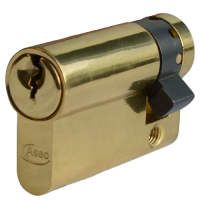 Asec Euro Half Cylinder With Adjustable Cam - 5 Pin 50mm 40/10  - Polished Brass