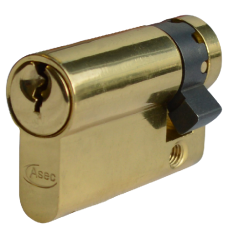 Asec Euro Half Cylinder With Adjustable Cam - 5 Pin 50mm 40/10  - Polished Brass