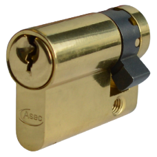 Asec Euro Half Cylinder With Adjustable Cam - 6 Pin 45mm 35/10  - Polished Brass