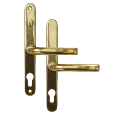 ASEC 68mm Lever UPVC Door Furniture With Snib  - Polished Gold