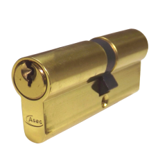 ASEC 5-Pin Euro Double Cylinder 80mm 40/40 35/10/35 Keyed To Differ  - Polished Brass