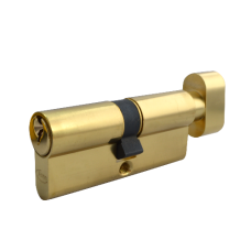 ASEC 5-Pin Euro Key & Turn Cylinder 70mm 35/T35 30/10/T30 Keyed To Differ  - Polished Brass