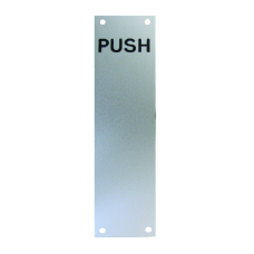 ASEC Push Pull Screen Printed Finger Plate75mm Width x 1.2mm Depth (SAA) Satin Anodised Aluminium PUSH 300mm Height