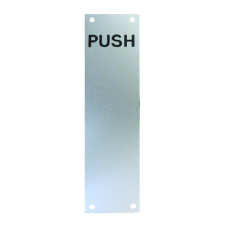 ASEC Push Pull Screen Printed Finger Plate75mm Width x 1.2mm Depth (SSS) Satin Stainless Steel PUSH 300mm Height