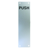 ASEC Push Pull Screen Printed Finger Plate75mm Width x 1.2mm Depth (SSS) Satin Stainless Steel PUSH 350mm Height