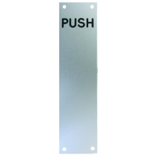 ASEC Push Pull Screen Printed Finger Plate75mm Width x 1.2mm Depth (SSS) Satin Stainless Steel PUSH 375mm Height