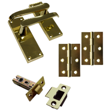 ASEC Victorian Handle Latch Pack Brass Straight Lever With Latch & Hinges