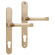 ASEC 92 Lever UPVC Furniture - 240mm Backplate Gold Sprung