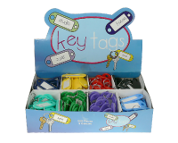 ASEC Key Name Tags With Split Rings Counter Display Box 200 Pieces 25 Each of 8 Colours