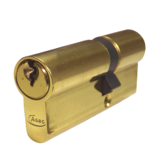 ASEC 5-Pin Euro Double Cylinder 70mm 30/40 25/10/35 Keyed To Differ  - Polished Brass