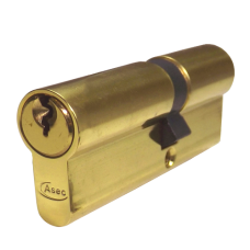 ASEC 5-Pin Euro Double Cylinder 80mm 35/45 30/10/40 Keyed To Differ  - Polished Brass