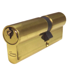 ASEC 5-Pin Euro Double Cylinder 90mm 40/50 35/10/45 Keyed To Differ  - Polished Brass