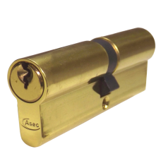 ASEC 5-Pin Euro Double Cylinder 90mm 45/45 40/10/40 Keyed To Differ  - Polished Brass
