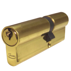 ASEC 5-Pin Euro Double Cylinder 95mm 40/55 35/10/50 Keyed To Differ  - Polished Brass