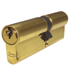 ASEC 5-Pin Euro Double Cylinder 95mm 45/50 40/10/45 Keyed To Differ  - Polished Brass