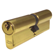 ASEC 5-Pin Euro Double Cylinder 100mm 50/50 45/10/45 Keyed To Differ  - Polished Brass