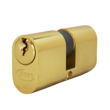 ASEC 5-Pin Oval Double Cylinder 60mm 30/30 25/10/25 Keyed To Differ  - Polished Brass