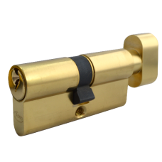 ASEC 5-Pin Euro Key & Turn Cylinder 60mm 30/T30 25/10/T25 Keyed To Differ  - Polished Brass