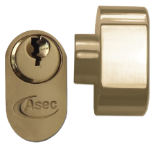 ASEC 5-Pin Oval Key & Turn Cylinder 70mm 35/T35 30/10/T30 Keyed To Differ  - Polished Brass
