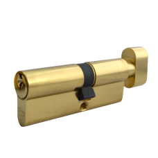 ASEC 5-Pin Euro Key & Turn Cylinder 90mm 55/T35 50/10/T30 Keyed To Differ  - Polished Brass
