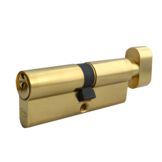 ASEC 5-Pin Euro Key & Turn Cylinder 90mm 50/T40 45/10/T35 Keyed To Differ  - Polished Brass