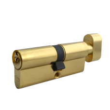 ASEC 5-Pin Euro Key & Turn Cylinder 80mm 45/T35 40/10/T30 Keyed To Differ  - Polished Brass