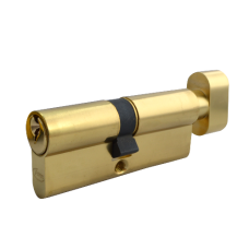 ASEC 5-Pin Euro Key & Turn Cylinder 80mm 35/T45 30/10/T40 Keyed To Differ  - Polished Brass