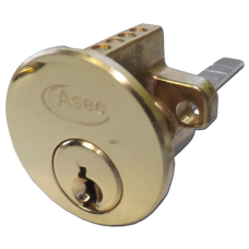 ASEC 6-Pin Rim Cylinder  Keyed To Differ  - Polished Brass