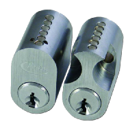 ASEC 6-Pin Scandinavian Oval External / Internal Cylinder  Keyed To Differ  - Satin Chrome